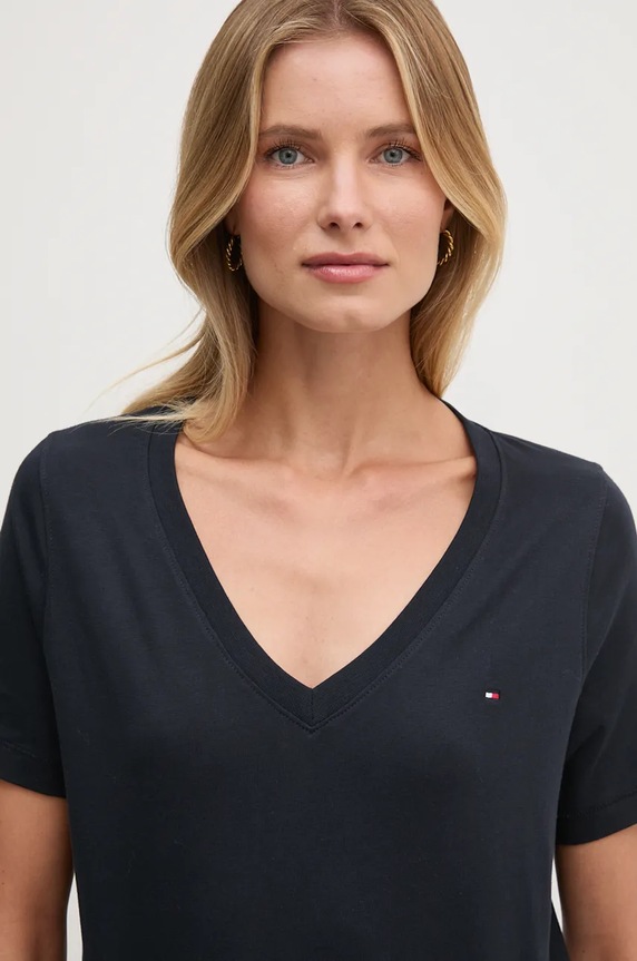 Ρούχα Βαμβακερό μπλουζάκι Tommy Hilfiger WW0WW44177 σκούρο μπλε