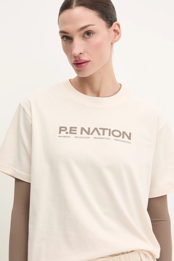 Bavlněné tričko P.E Nation Aero SS Tee 243T329 béžová