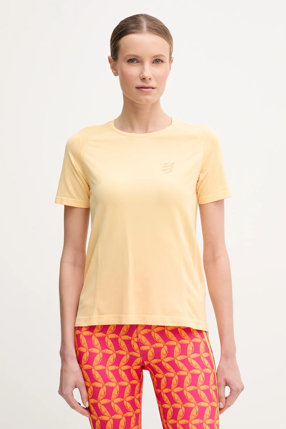 Compressport t-shirt do biegania Performance z elastanem żółty ATSW493