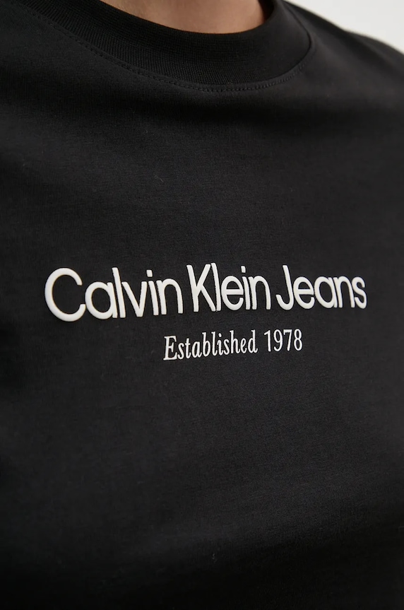 Calvin Klein Jeans pamut póló J20J224914 fekete