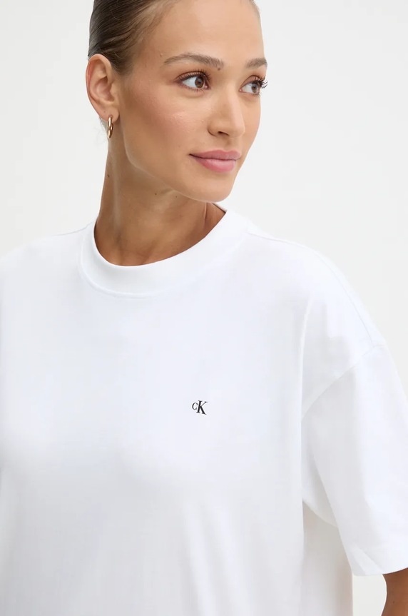 Oblečenie Bavlnené tričko Calvin Klein Jeans J20J225390 biela