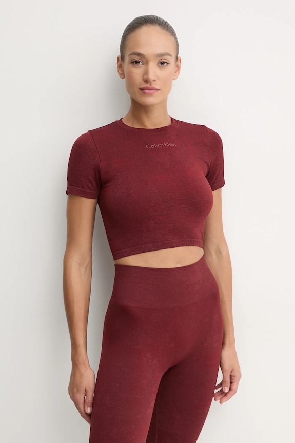 Tréningové tričko Calvin Klein Performance slim burgundské 00GWF4K102