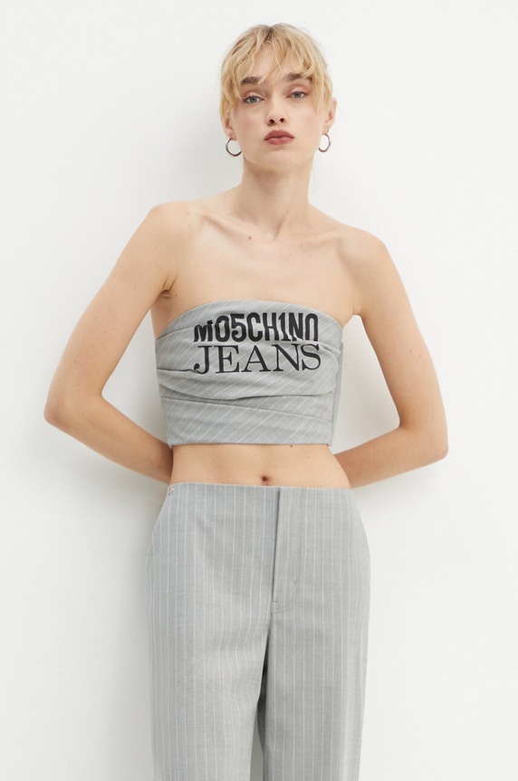 Moschino Jeans tricou din amestec de lână print gri 0812.8725
