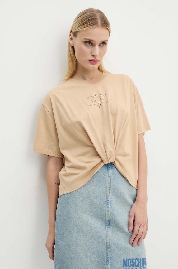 Bavlněné tričko Moschino Jeans béžová 0701.8733