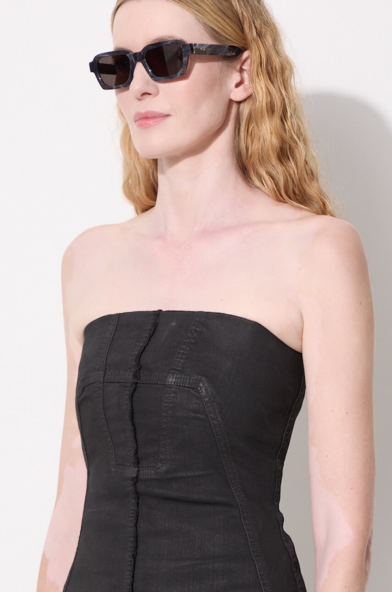 Džínový top Rick Owens Bustier DS02D2127.SBW černá