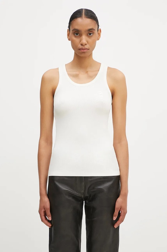 Top Coperni Rib Logo Tank Top jednofarebný béžová COPJS12F5006