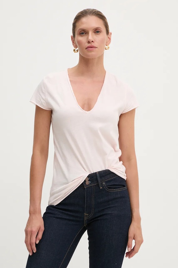 Bavlněné tričko ZADIG&VOLTAIRE JWTS01671 růžová AW24