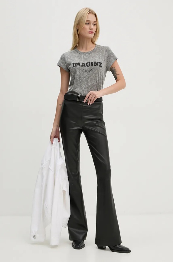 Tričko ZADIG&VOLTAIRE JWTS01686 šedá AW24