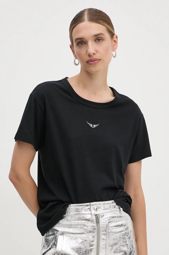 Tričko ZADIG&VOLTAIRE nášivka čierna JWTS01669