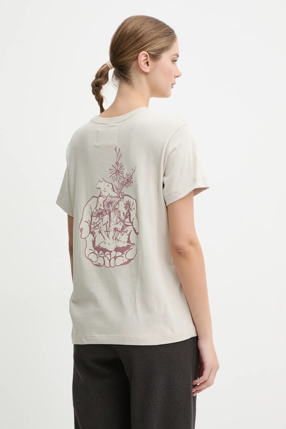 Βαμβακερό μπλουζάκι Champion βαμβάκι μπεζ 117497