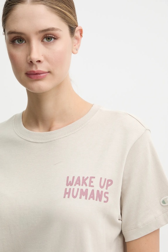 Βαμβακερό μπλουζάκι Champion μπεζ 117497