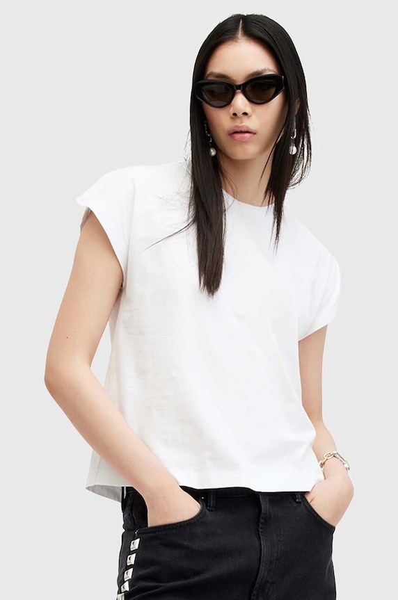 AllSaints tricou din bumbac RUE TEE uni alb W185JB