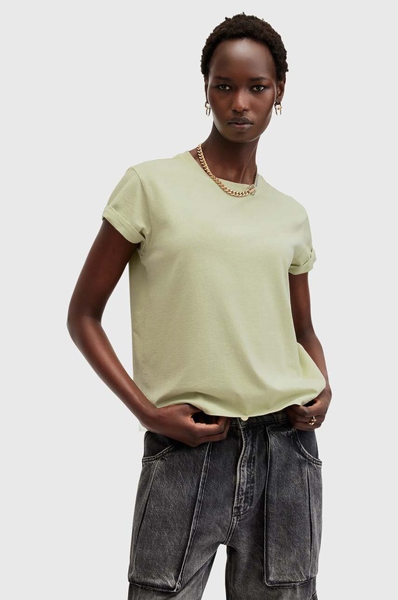 Bavlnené tričko AllSaints ANNA slim zelená W191JB