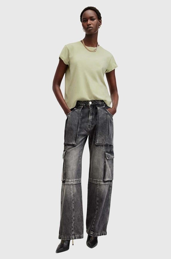 Bavlnené tričko AllSaints ANNA W191JB zelená