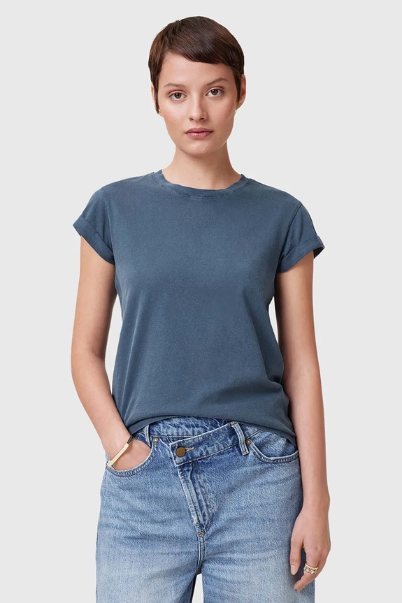 Βαμβακερό μπλουζάκι AllSaints ANNA slim μπλε W191JB