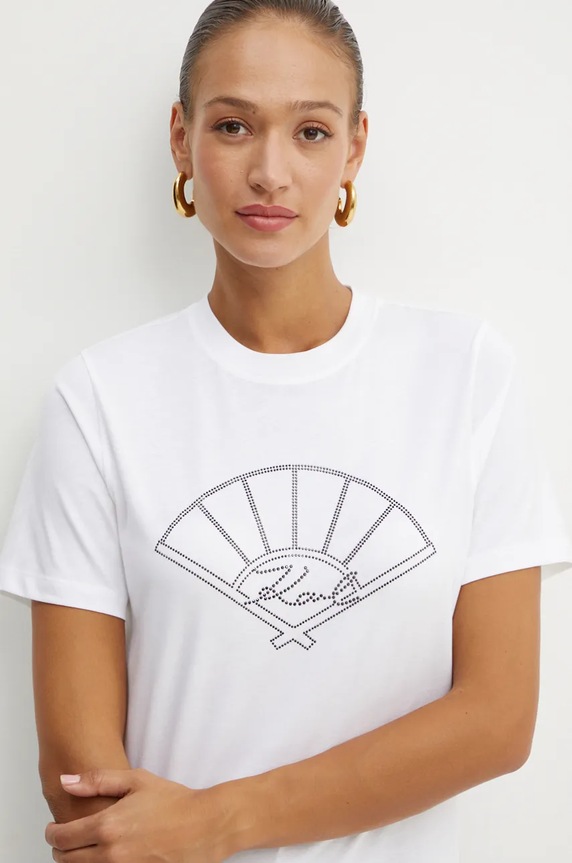 Karl Lagerfeld t-shirt bawełniany biały 246W1702