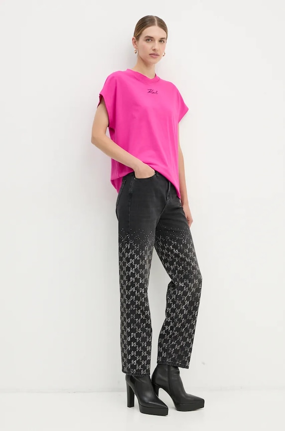 Tričko Karl Lagerfeld 246W1721 růžová AW24