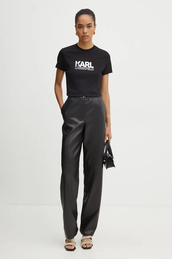 Karl Lagerfeld tricou din bumbac 24WW1703 negru AW24