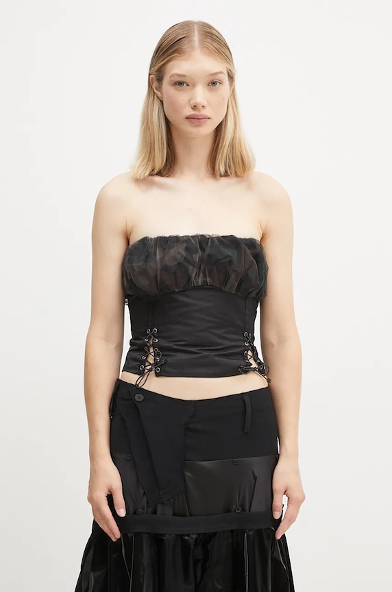 Top Andersson Bell Isla Shirred Crop Bustier další černá atb1190w