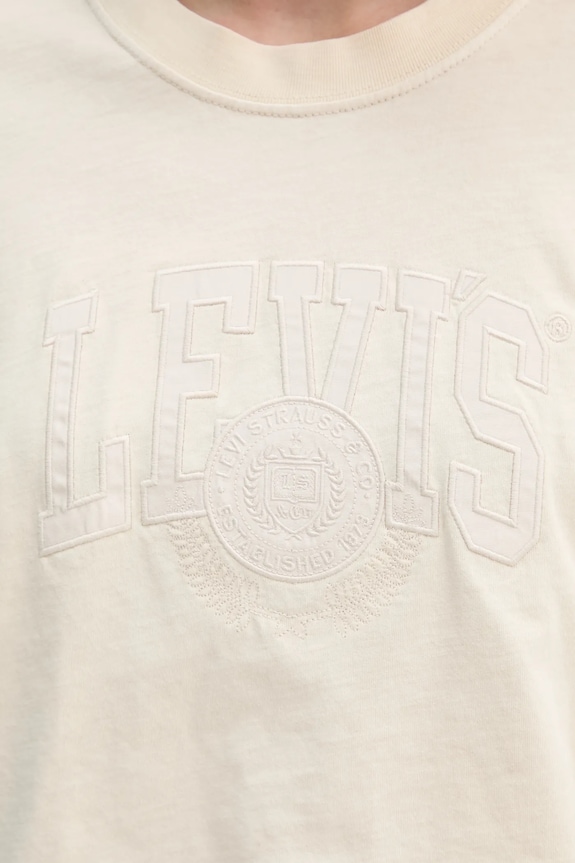 Bavlnené tričko s dlhým rukávom Levi's A9418 béžová