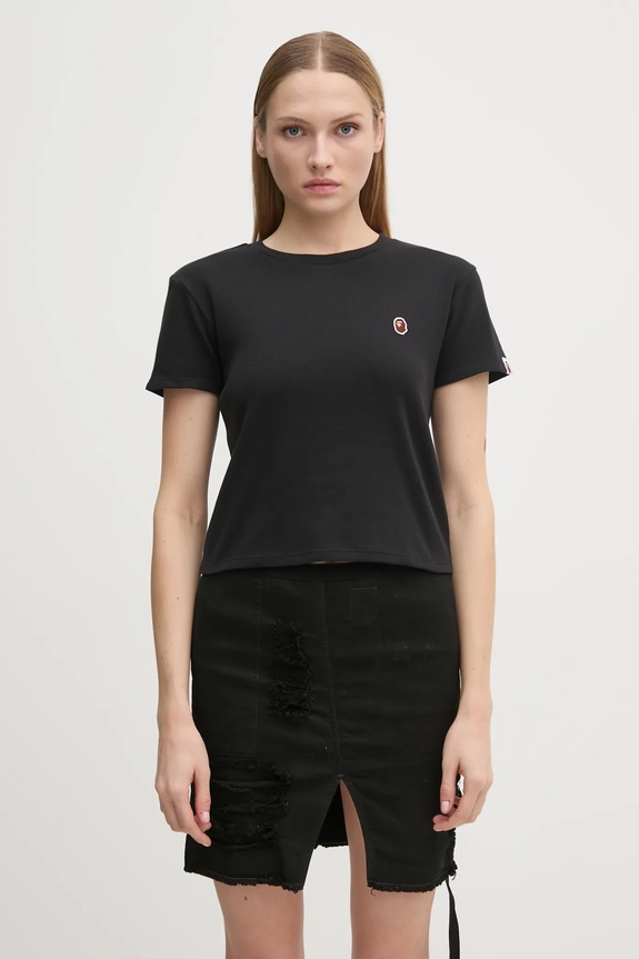 A Bathing Ape t-shirt in cotone ONE POINT MINI TEE regolare nero 1K80209003