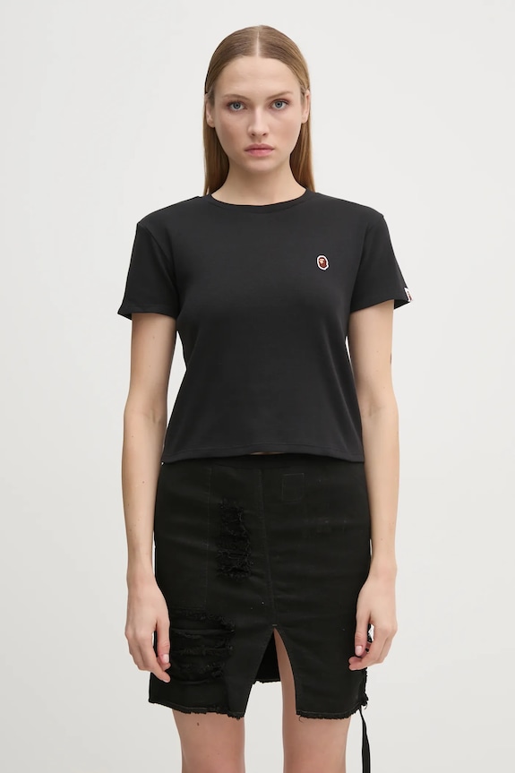 A Bathing Ape t-shirt in cotone ONE POINT MINI TEE regolare nero 1K80209003