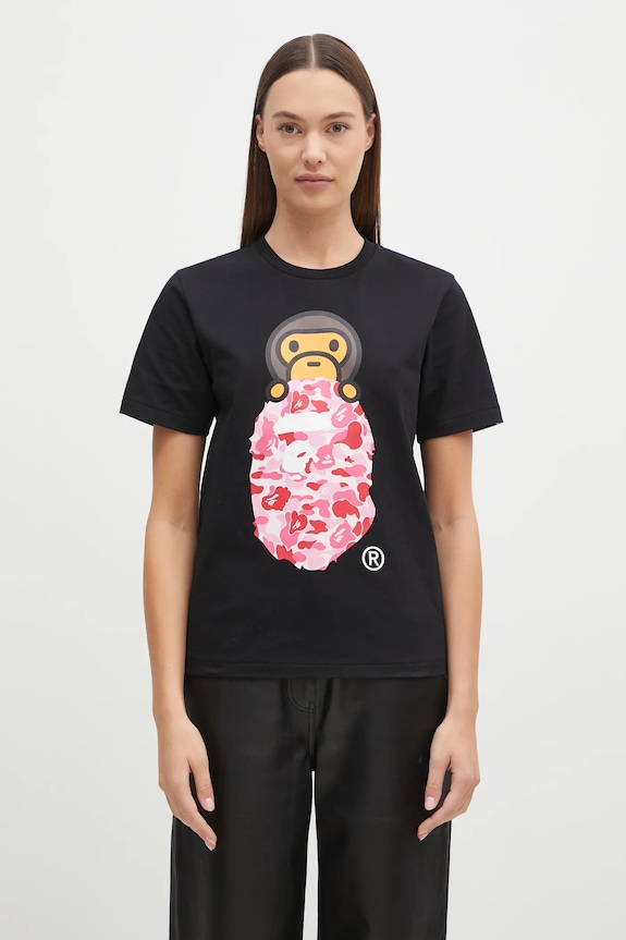 A Bathing Ape cotton t-shirt ABC CAMO MILO ON APE HEAD TEE regular black 2K80210102