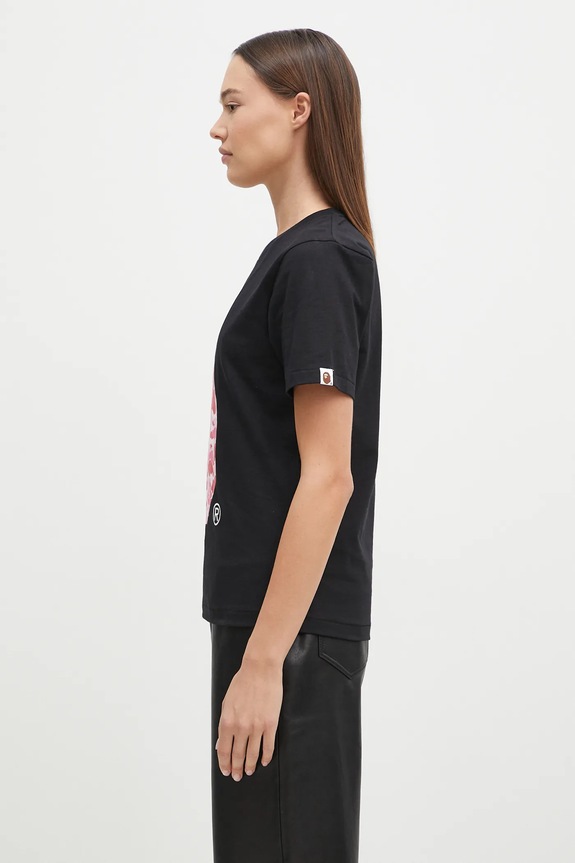 A Bathing Ape cotton t-shirt ABC CAMO MILO ON APE HEAD TEE 2K80210102 black AW24