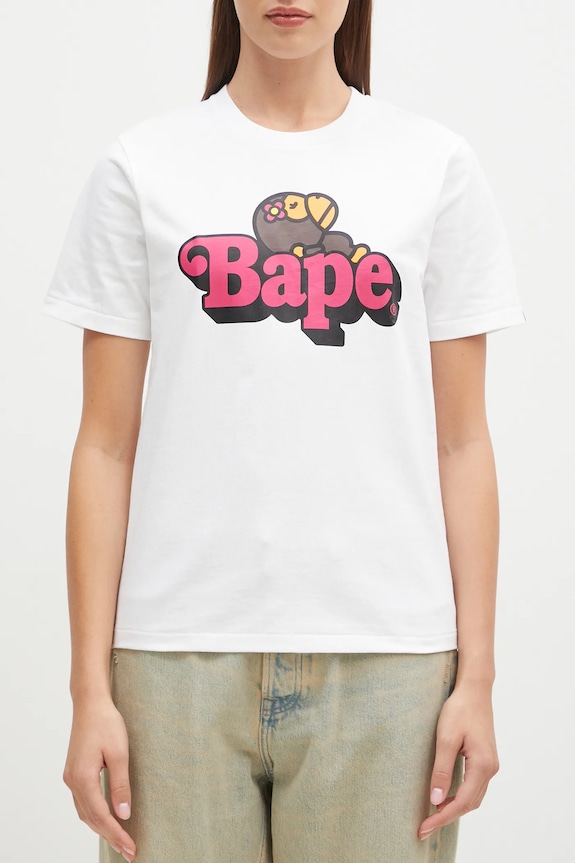 A Bathing Ape cotton t-shirt BABY LISA ON BAPE TEE white 2K80210115