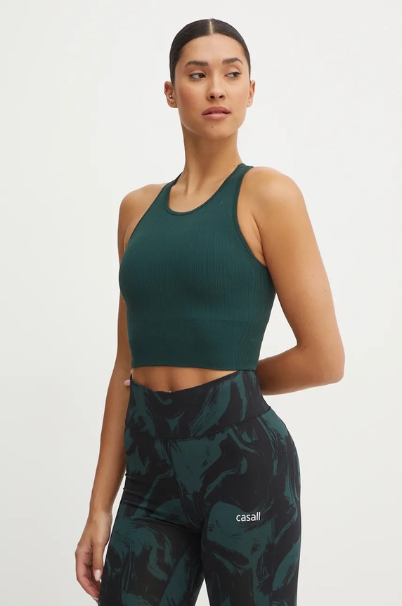 Casall reggiseno per joga Multi Rib leggermente imbottita verde 24130