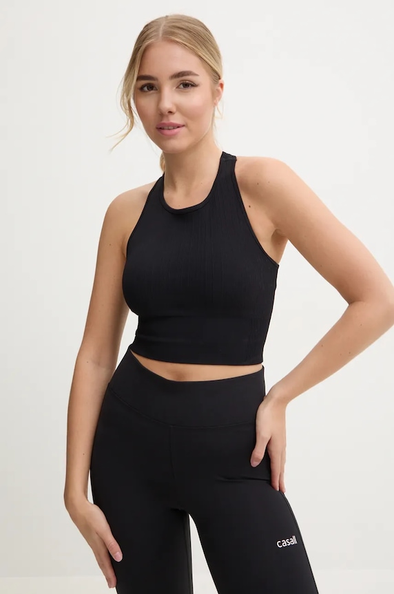 Casall reggiseno per joga Multi Rib leggermente imbottita nero 24130