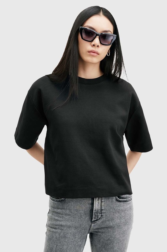 Bavlněné tričko AllSaints TILLIE TEE s elastanem černá W050JA