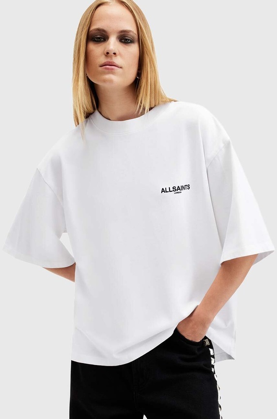 AllSaints t-shirt bawełniany GUARDIAN AMELIE TEE nadruk biały W101JB