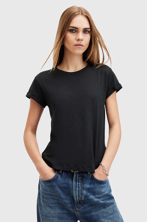 AllSaints tricou din bumbac ANNA TEE uni negru W238JB