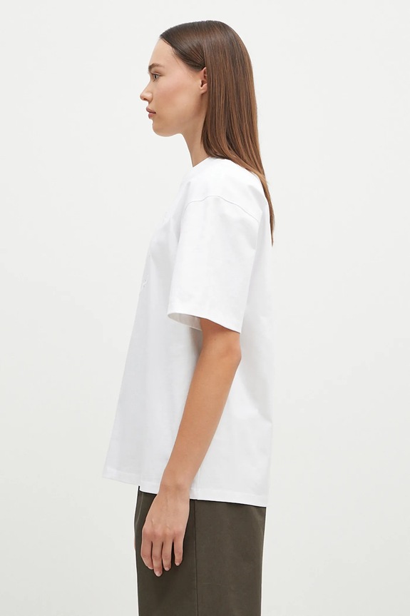 GANNI t-shirt bawełniany Heavy Cotton Drop Shoulder Heart T4033 biały AW24