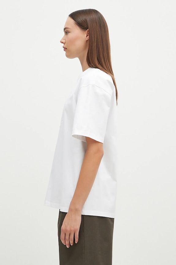 GANNI t-shirt bawełniany Heavy Cotton Drop Shoulder Heart T4033 biały AW24