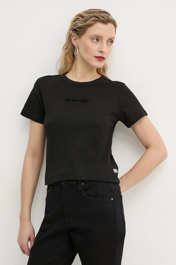 G-Star tricou din bumbac uni negru D26423.C812