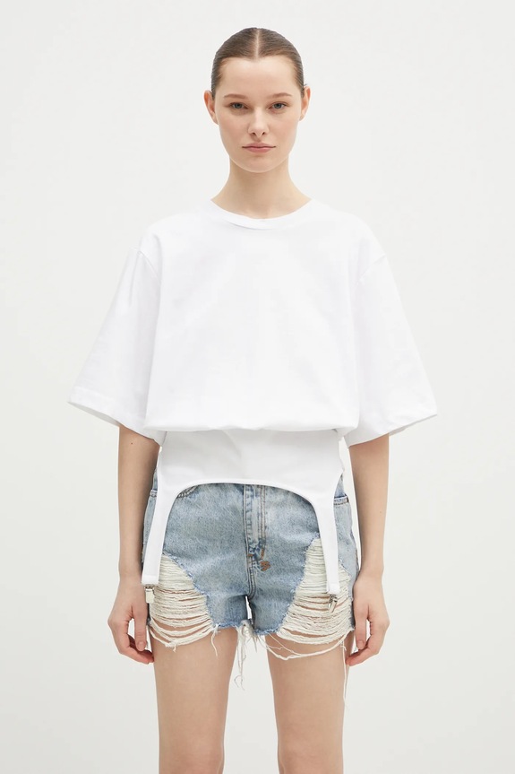 Fiorucci t-shirt bawełniany Suspender Belt bawełna biały W01FMTSH263CJ01WH01