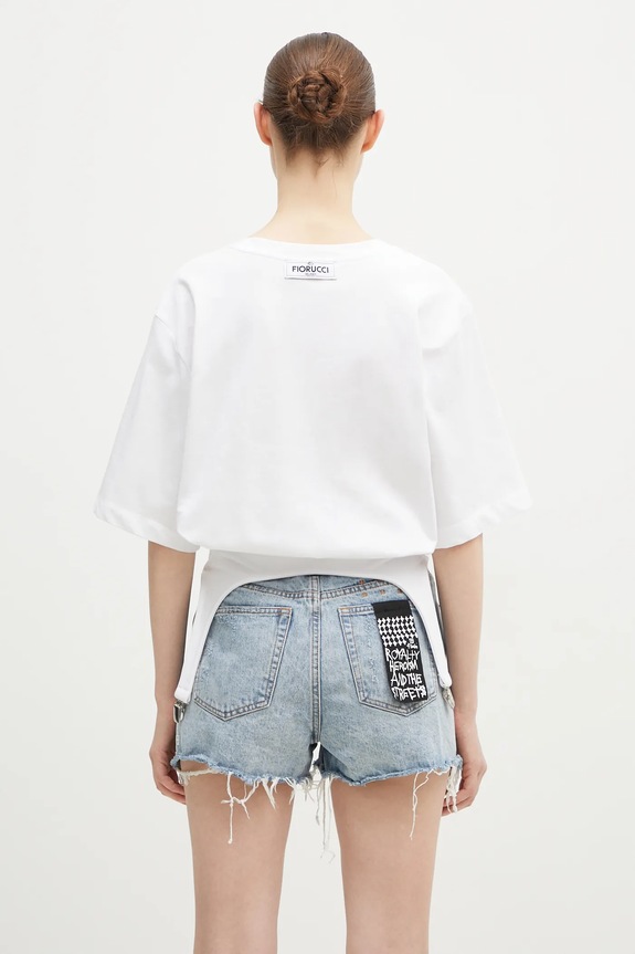 Odzież Fiorucci t-shirt bawełniany Suspender Belt W01FMTSH263CJ01WH01 biały
