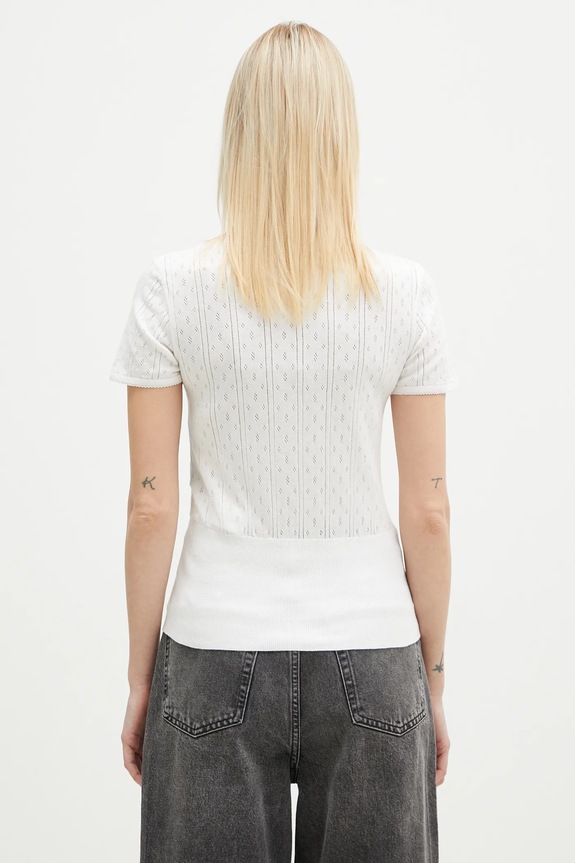 Odjeća Bluza s dodatkom kašmira. JW Anderson Pointelle Cap Sleeve Top KW1276.YN0389.001 bijela