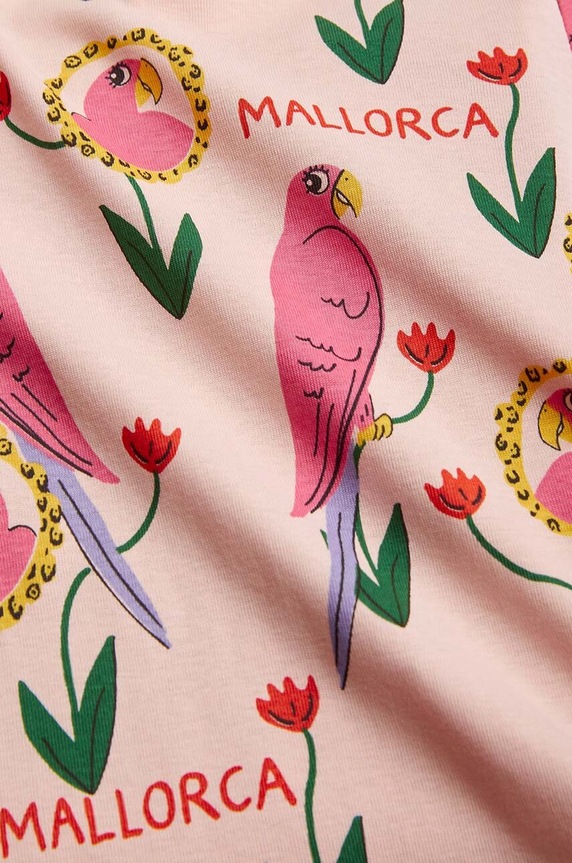 Mini Rodini tricou de bumbac pentru copii Parrots 2462013028 roz