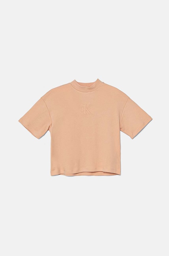 Dětské bavlněné tričko Calvin Klein Jeans IG0IG02537.9BYH. růžová AW24