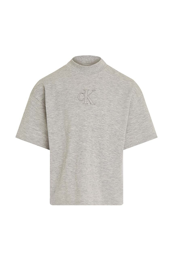 Dětské bavlněné tričko Calvin Klein Jeans kulatý šedá IG0IG02537.9BYH.