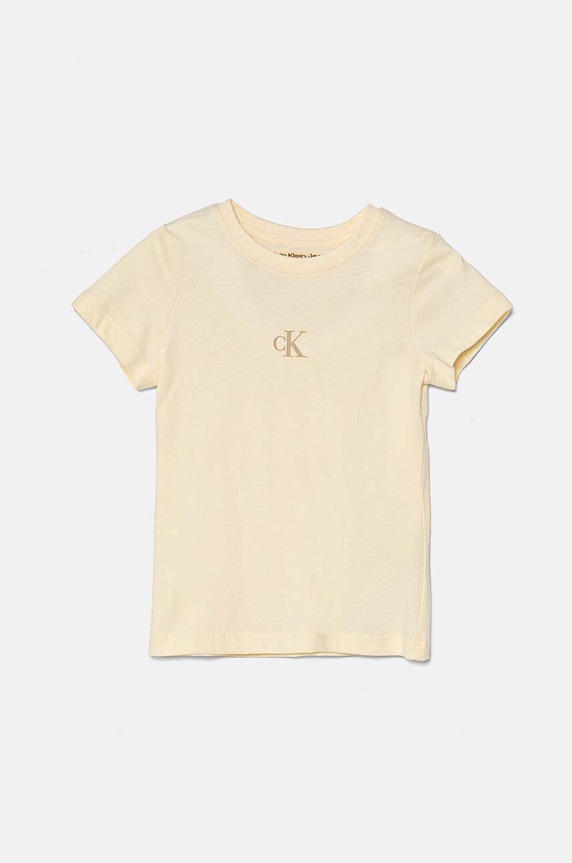 Dječja pamučna majica kratkih rukava Calvin Klein Jeans 2-pack IG0IG02695.9BYH.128.176 bež AW24