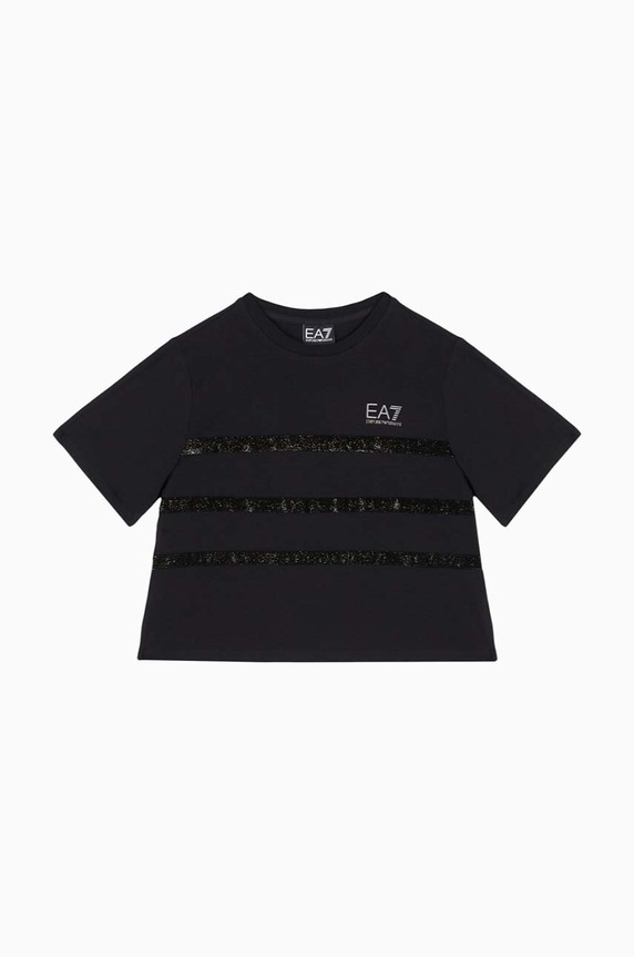 EA7 Emporio Armani t-shirt dziecięcy wzorzyste czarny 6DFT09.FJDZZ