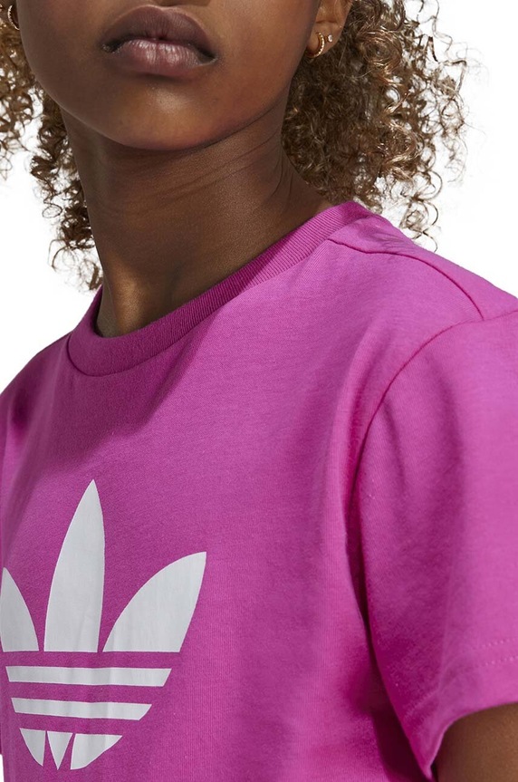 Дитяча бавовняна футболка adidas Originals TREFOIL TEE рожевий IY7419