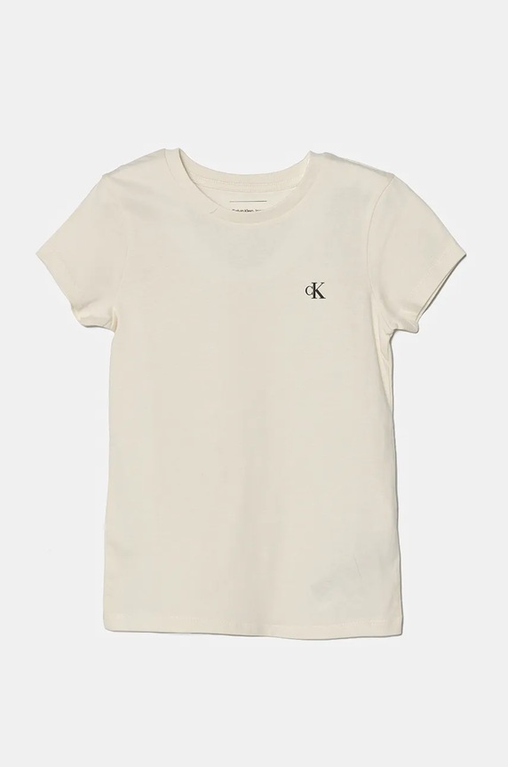 Deklice Otroška bombažna kratka majica Calvin Klein Jeans 2-pack IG0IG02741.9BYH.128.176 bež
