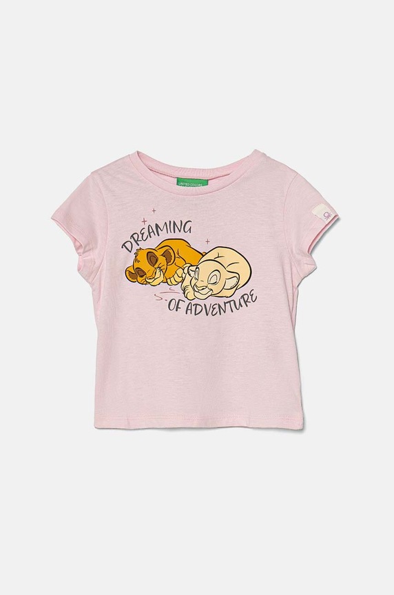 Dječja pamučna majica kratkih rukava United Colors of Benetton pamuk roza 3I1XG10GS.P.Seasonal