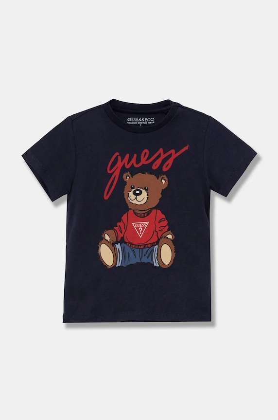 Dětské bavlněné tričko Guess kulatý námořnická modř H4BT01.I3Z14.9BYH