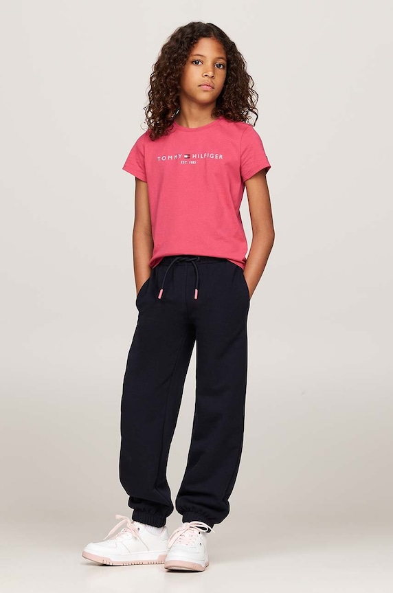 Dziewczynka Tommy Hilfiger t-shirt bawełniany dziecięcy KG0KG05242.9BYH.74.122 różowy